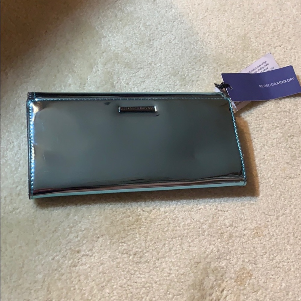 Rebecca Minkoff Metallic Lg Wallet Pale Blue NWT!